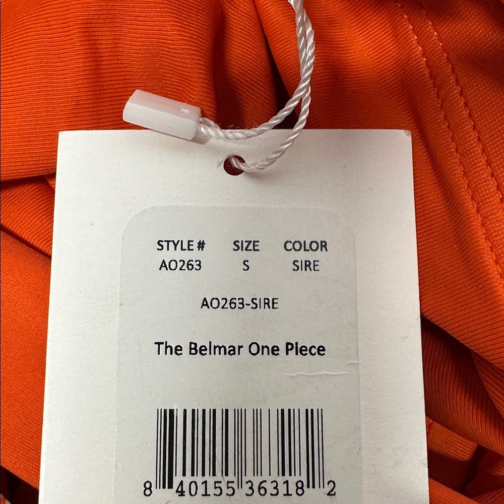 Andie Swim The Belmar One Piece Swimsuit Belted Tie Sire Orange New NWT Medium - Picture 9 of 12